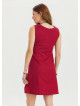 U Neck Cat Figure Button Detailed Red Mini Dress 4528